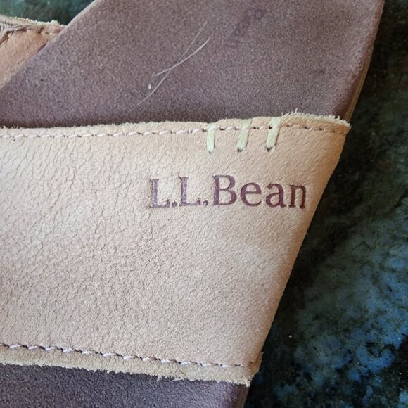 L.L. Bean Tan Suede Flip Flop Thong Sandals Size 10 - Picture 5 of 15
